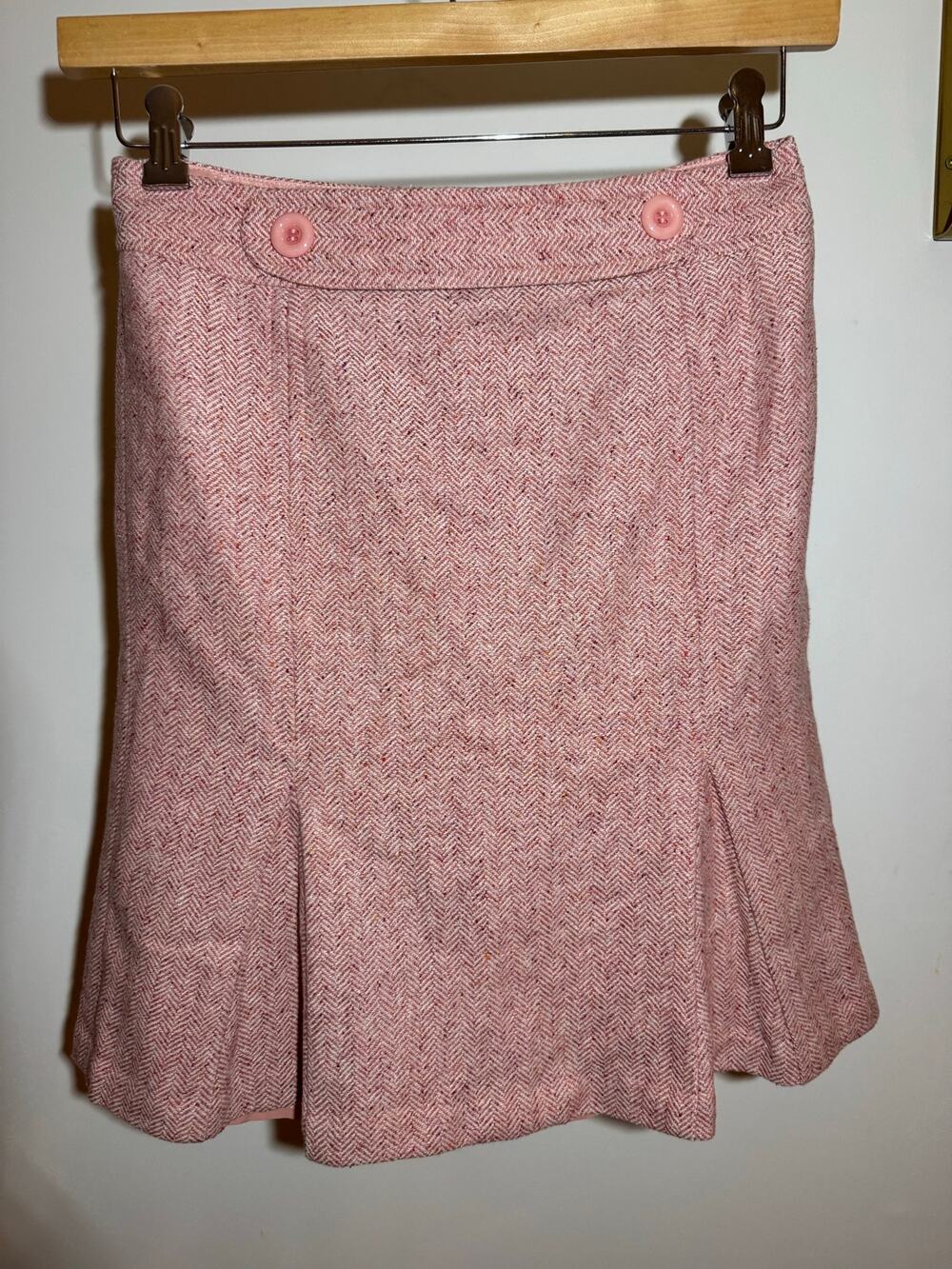 LOFT Wool and Silk Blend Woven Tweed Flared Skirt